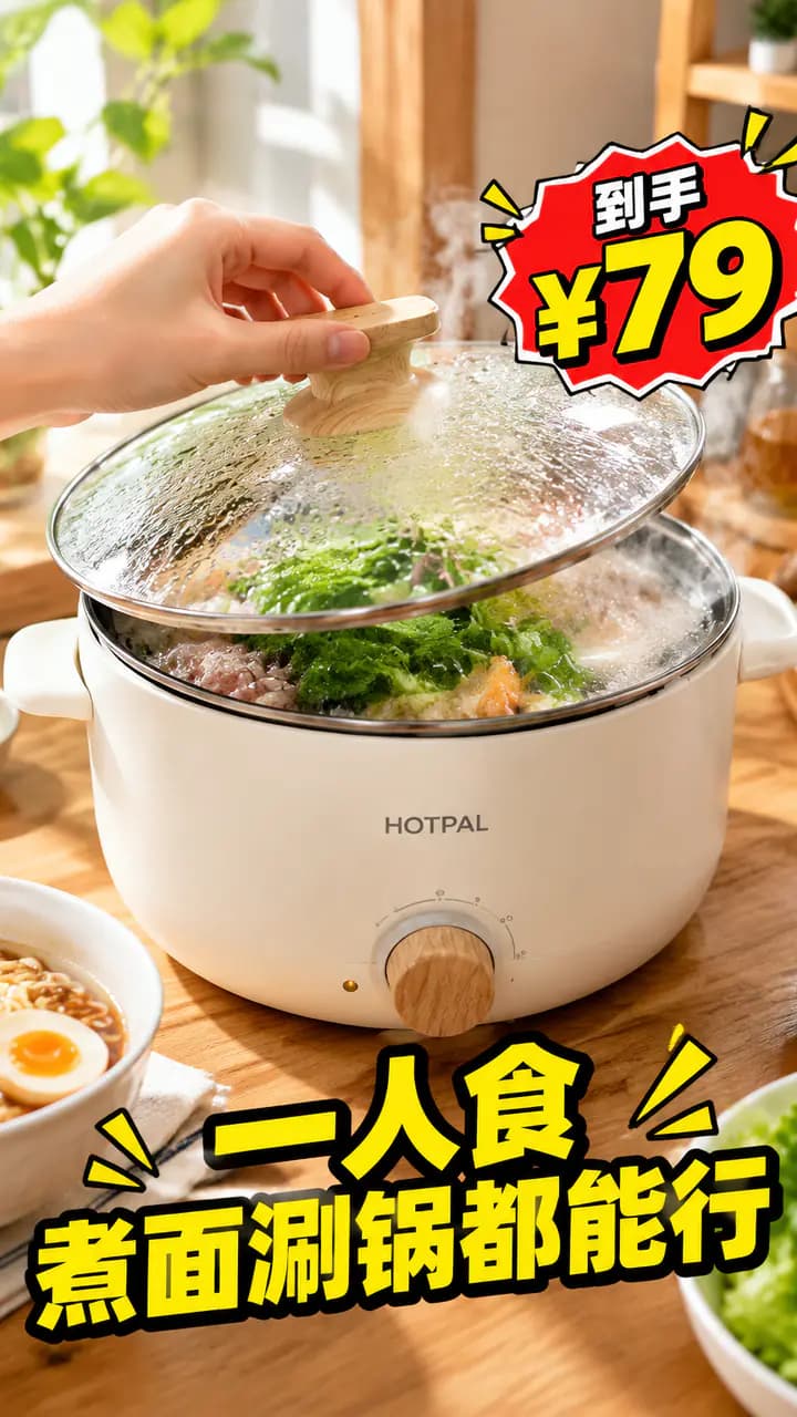 带货字幕卡 · 电煮锅