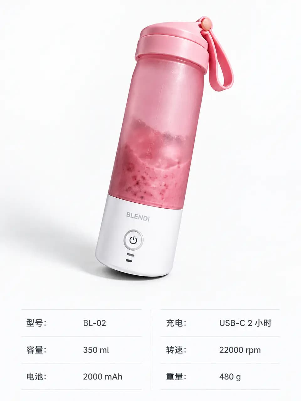 Spec sheet · portable blender